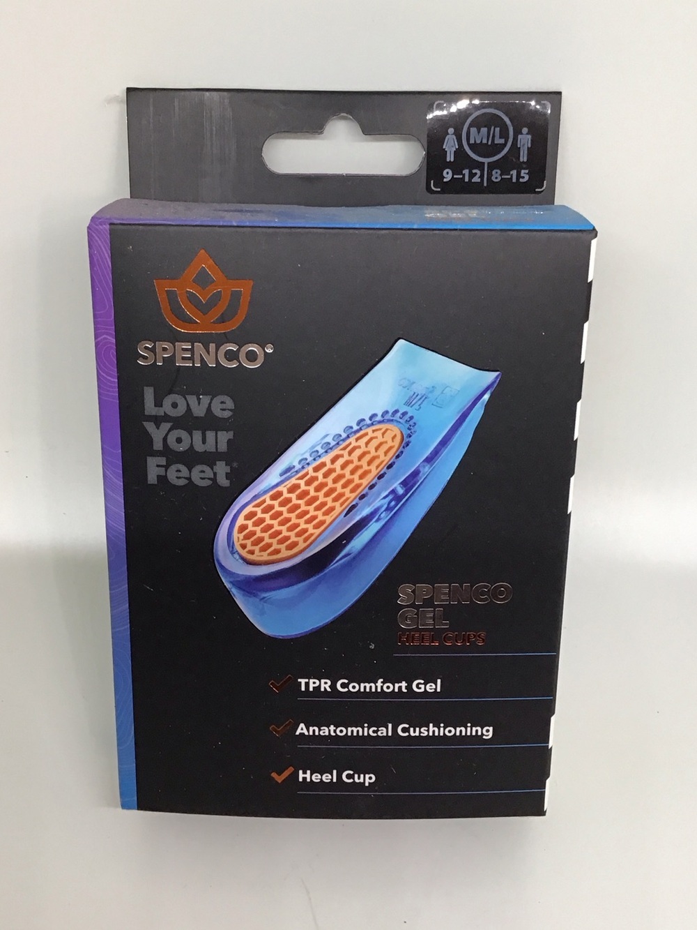 Spenco Blue Gel Heel Cups - M/L Women’s 9-12 Men’s 8-15